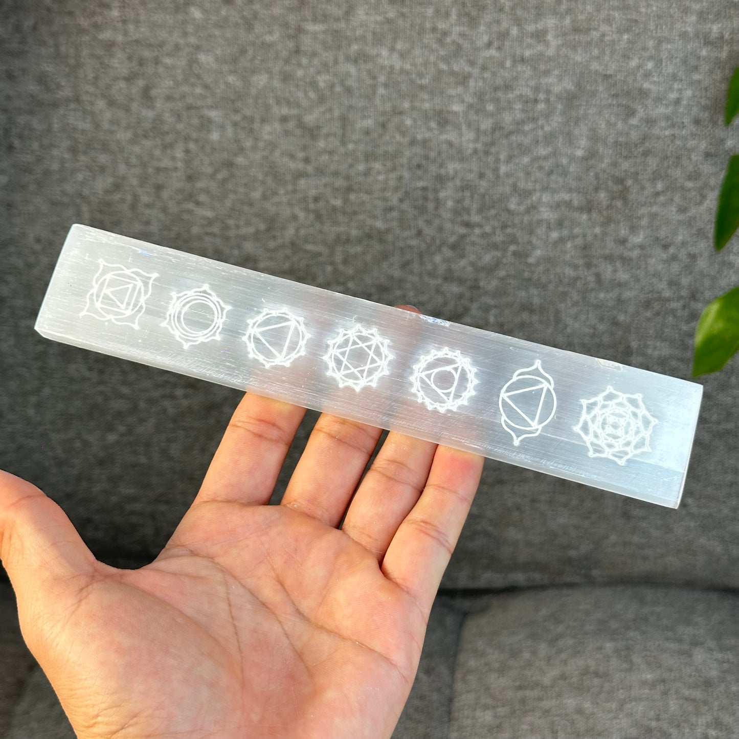 Natural Selenite 7 Chakra Slab