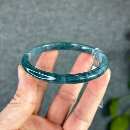 Water Green Natural Jadeite Jade Bangle Thin Leaf Style Size 61 mm