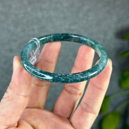 Water Green Jadeite Jade Bangle Thin Leaf Style Size 58.5 mm