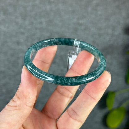 Water Green Jadeite Jade Bangle Thin Leaf Style Size 58.5 mm