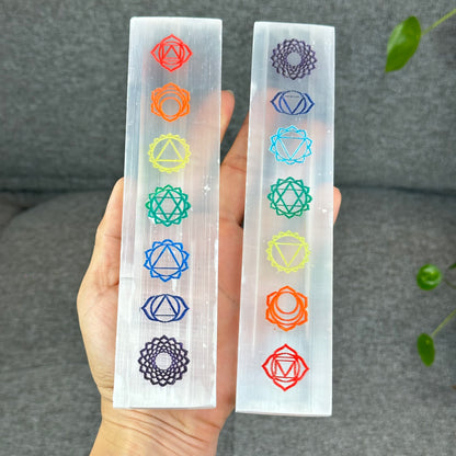 Natural Selenite 7 Chakra Slab