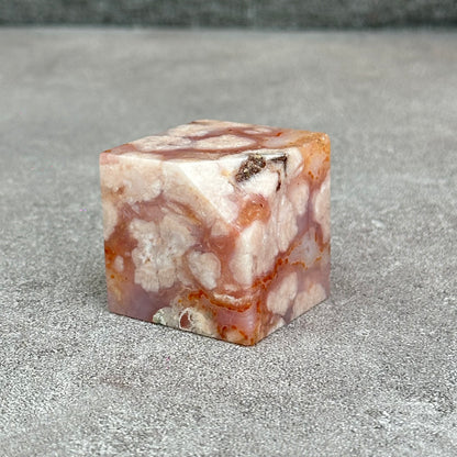 Natural Carnelian Floral Cube Statue