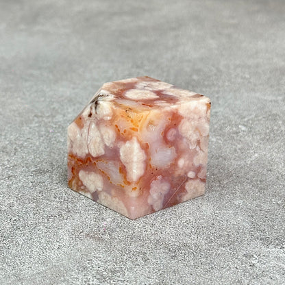 Natural Carnelian Floral Cube Statue
