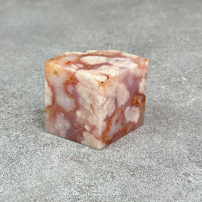 Natural Carnelian Floral Cube Statue