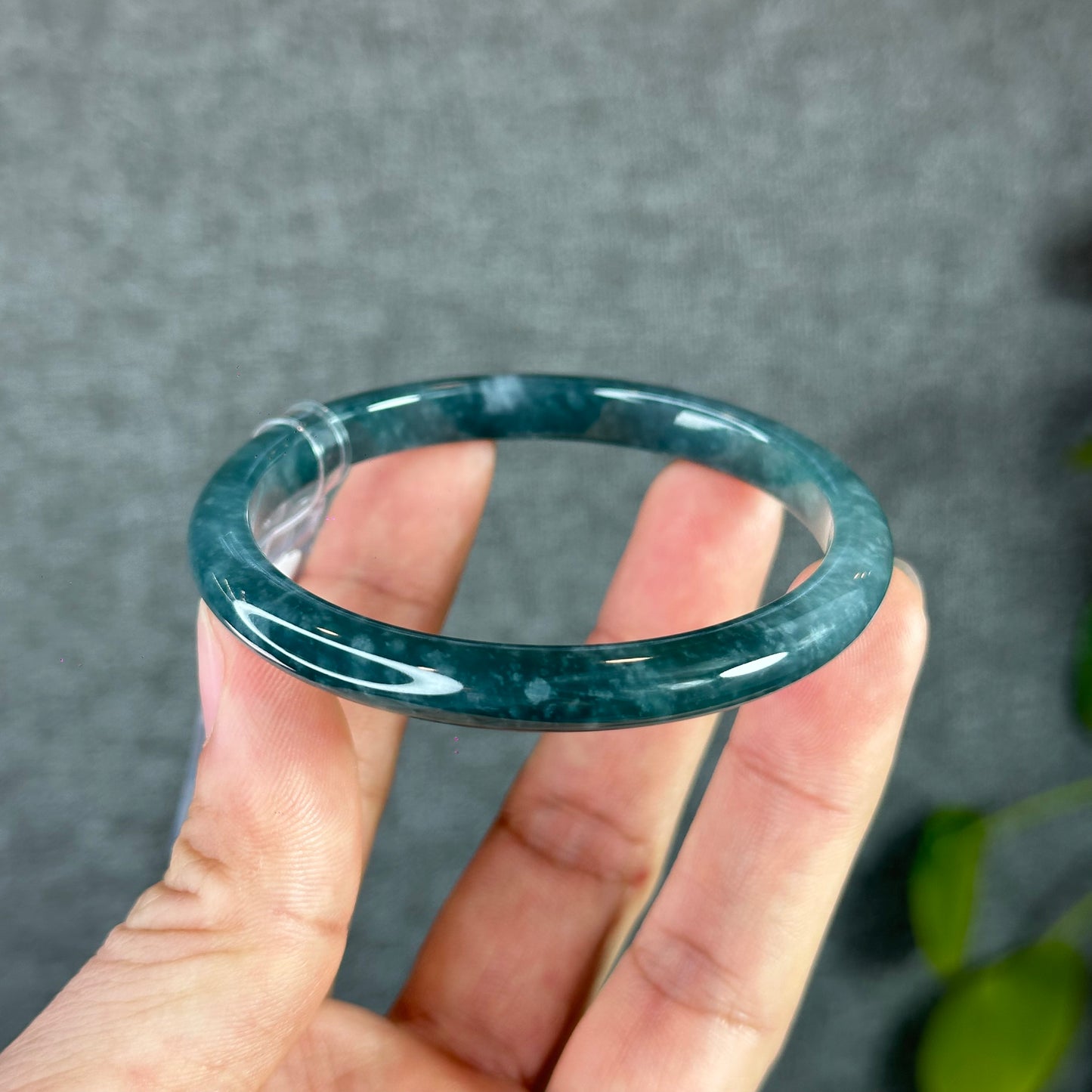 Water Green Jadeite Jade Bangle Thin Leaf Style Size 55.6 mm