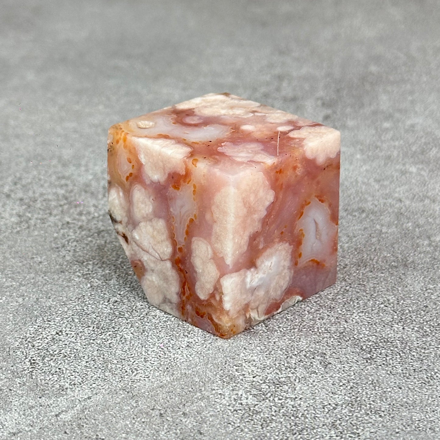 Natural Carnelian Floral Cube Statue