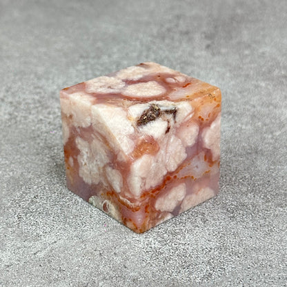 Natural Carnelian Floral Cube Statue