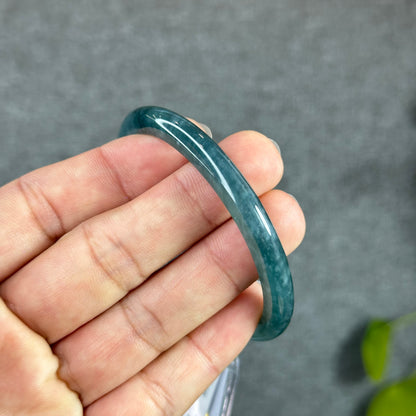 Water Green Jadeite Jade Bangle Thin Leaf Style Size 55.6 mm