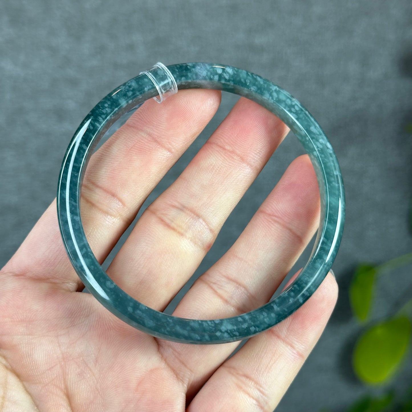 Water Green Jadeite Jade Bangle Thin Leaf Style Size 61 mm