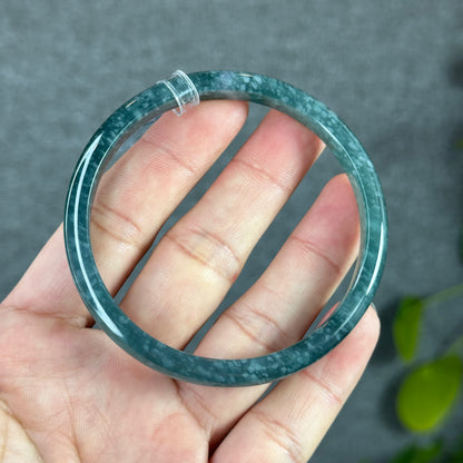 Water Green Jadeite Jade Bangle Thin Leaf Style Size 61 mm