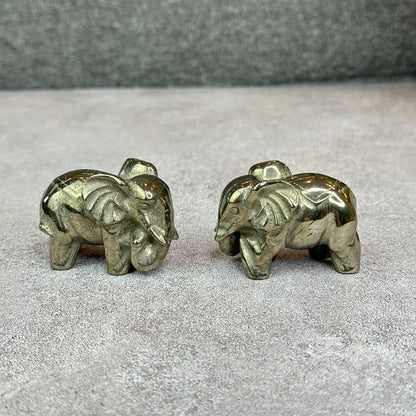 Natural Pyrite Elephant Figurine