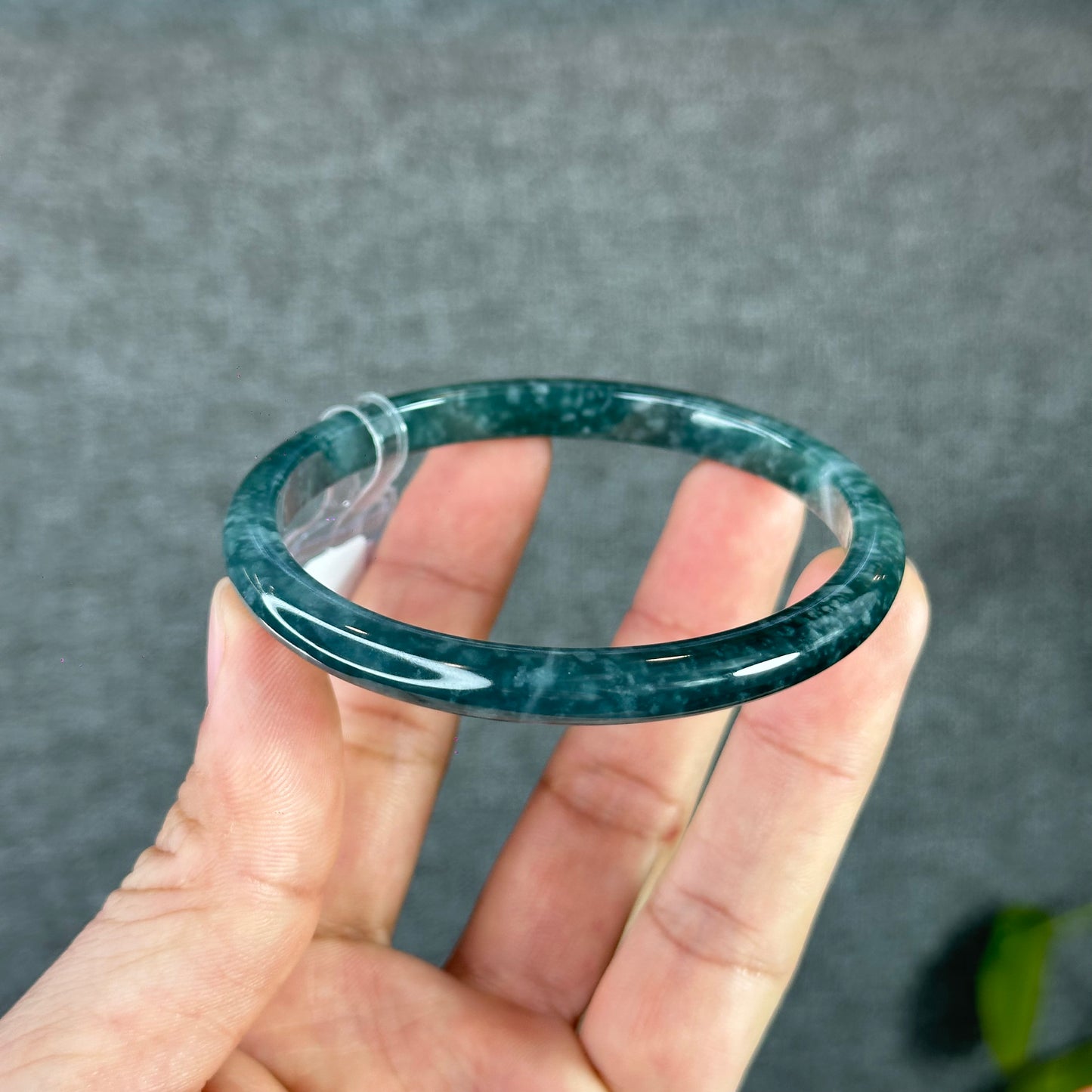 Water Green Jadeite Jade Bangle Thin Leaf Style Size 61 mm