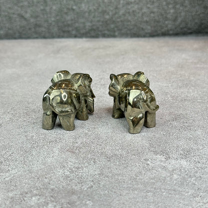 Natural Pyrite Elephant Figurine