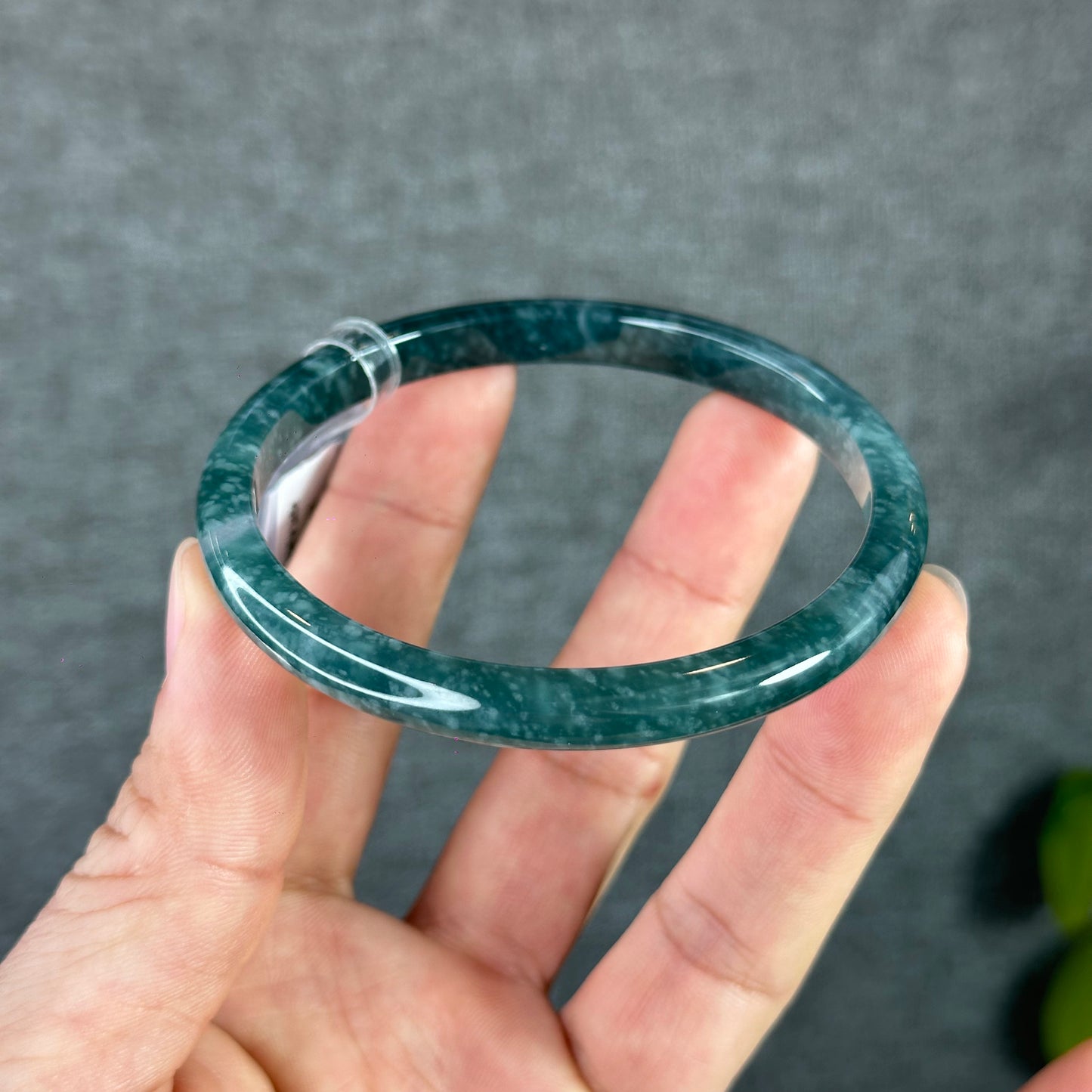 Water Green Jadeite Jade Bangle Thin Leaf Style Size 61 mm