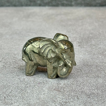 Natural Pyrite Elephant Figurine