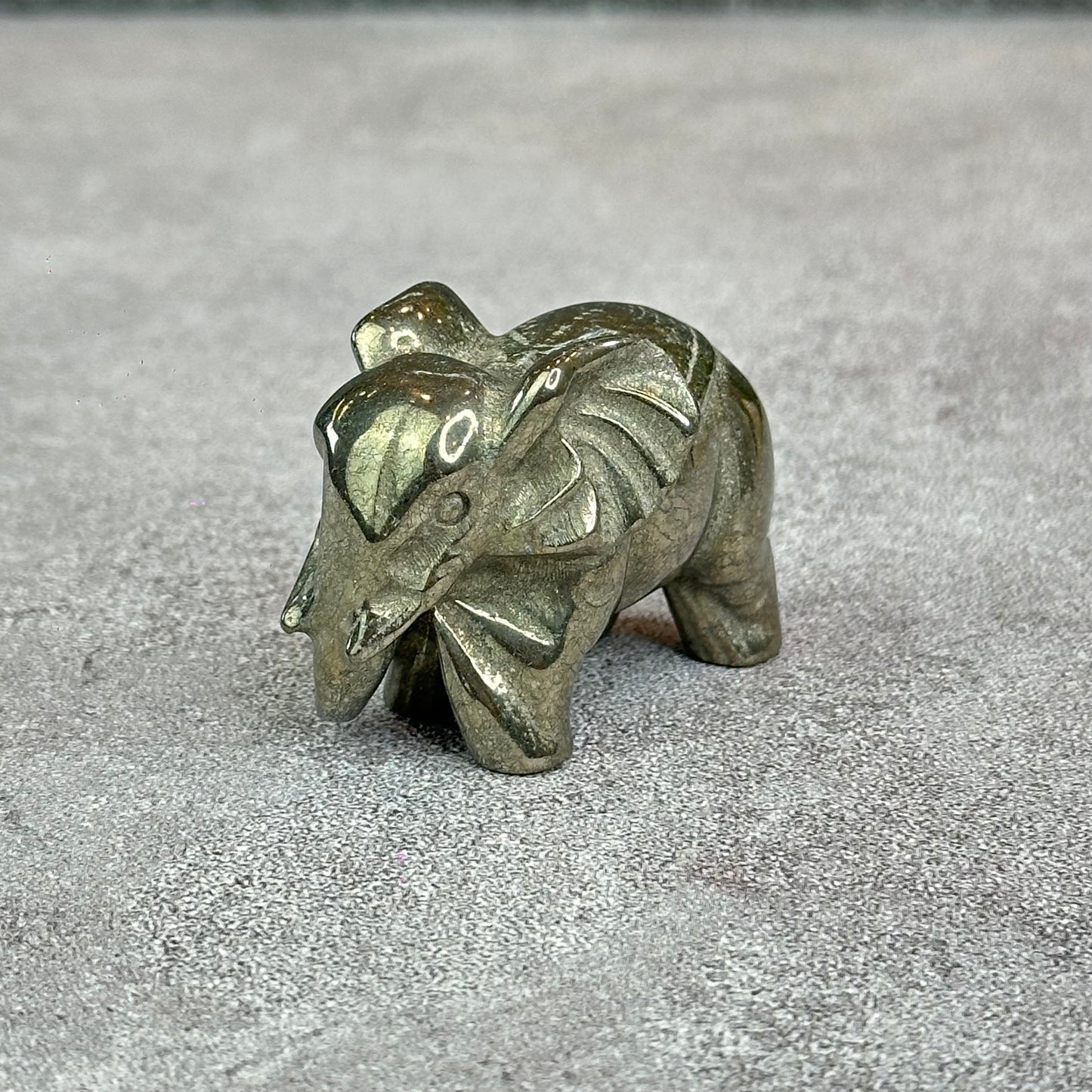 Natural Pyrite Elephant Figurine