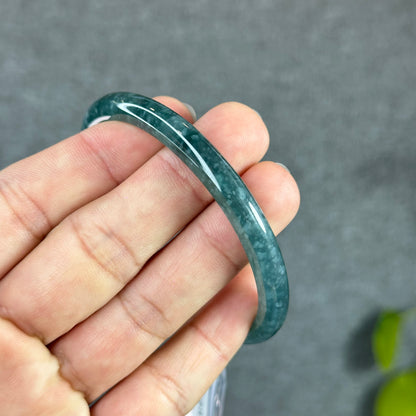 Water Green Jadeite Jade Bangle Thin Leaf Style Size 61 mm