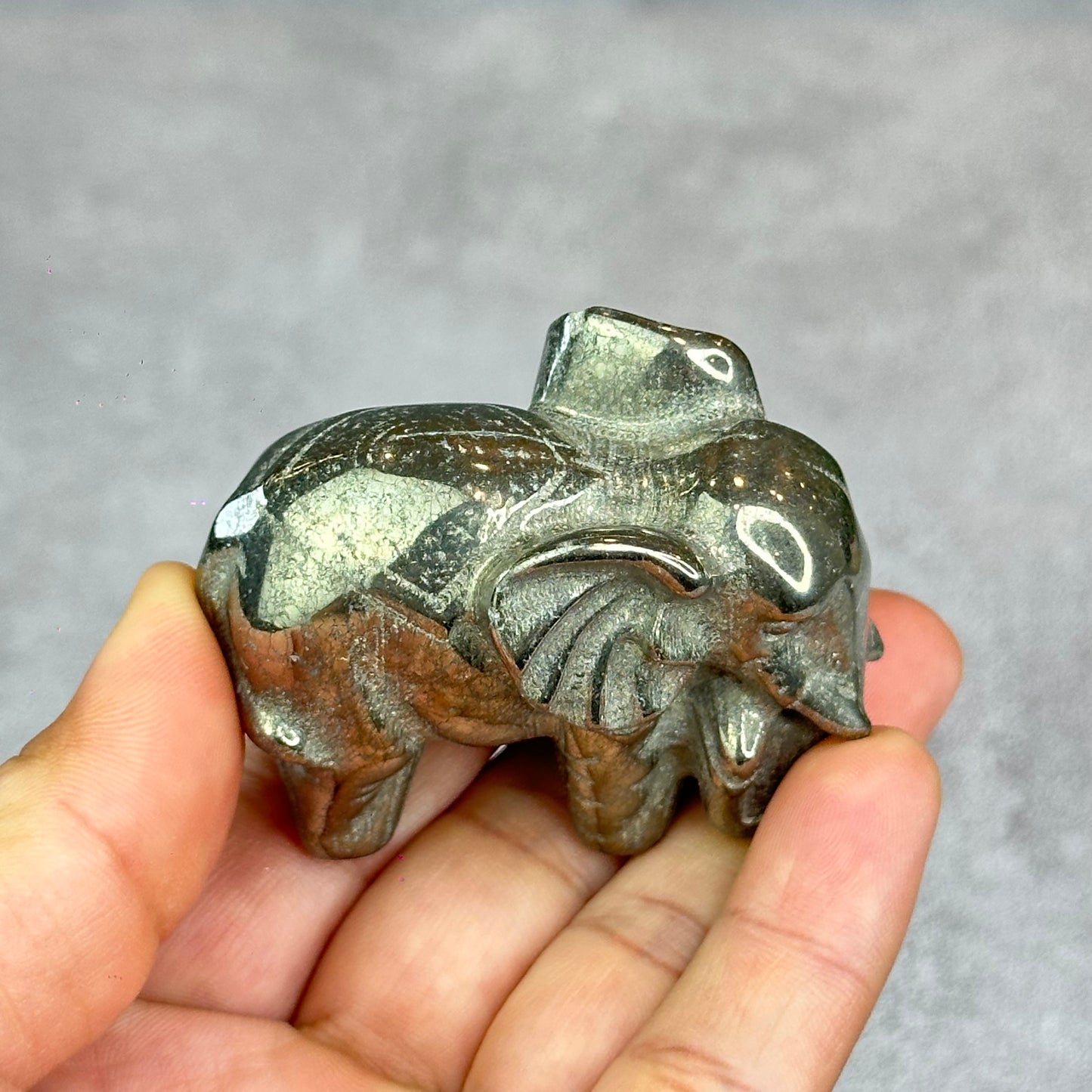 Natural Pyrite Elephant Figurine
