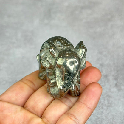 Natural Pyrite Elephant Figurine