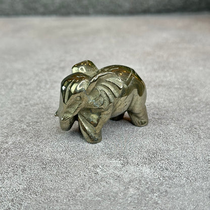 Natural Pyrite Elephant Figurine