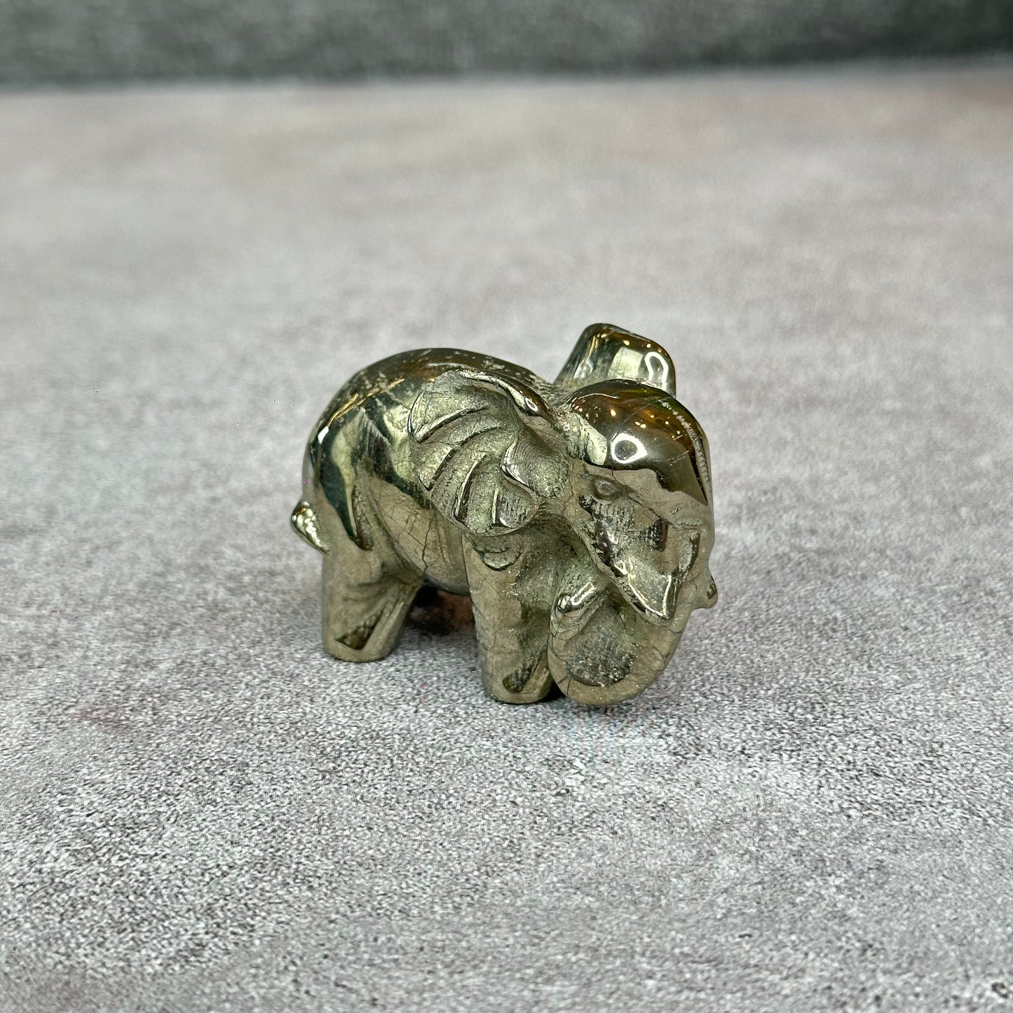 Natural Pyrite Elephant Figurine