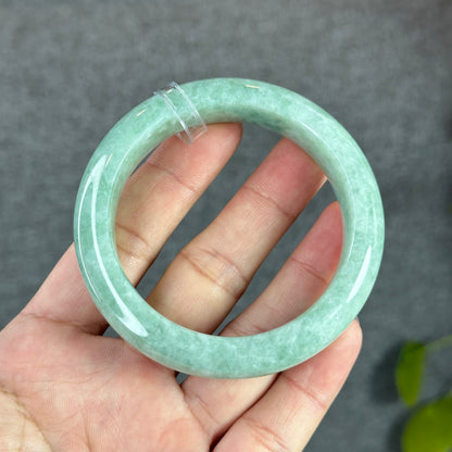 Light Green Jadeite Jade Bangle Leaf Style Size 56.2 mm