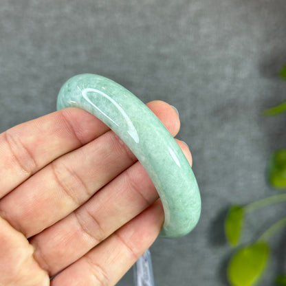 Light Green Jadeite Jade Bangle Leaf Style Size 56.2 mm