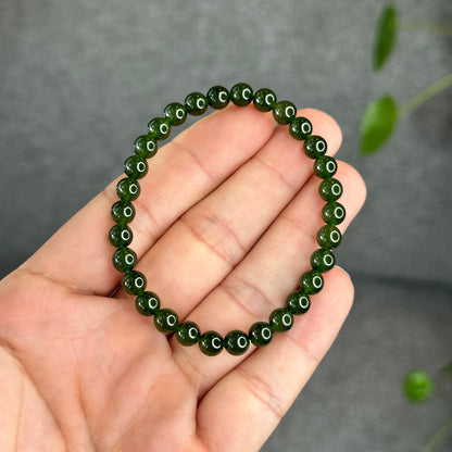 Natural Nephrite Jade Bracelet 6 mm