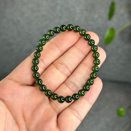 Natural Nephrite Jade Bracelet 6 mm