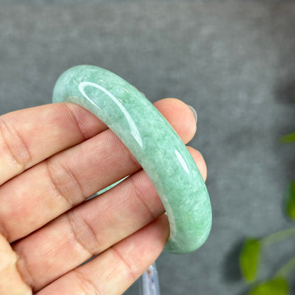 Light Green Jadeite Jade Bangle Leaf Style Size 56.2 mm