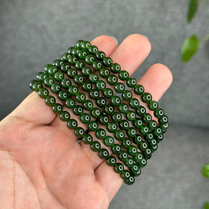 Natural Nephrite Jade Bracelet 6 mm