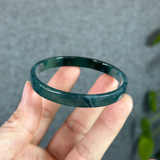 Water Blue Jadeite Jade Bangle Square Style Size 57.4 mm