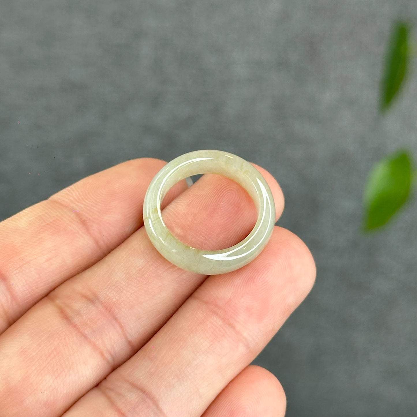 Natural Jadeite Jade Undertone Orange Semi Translucent Ring Size 1.76