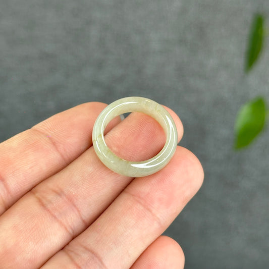 Natural Jadeite Jade Undertone Orange Semi Translucent Ring Size 1.76