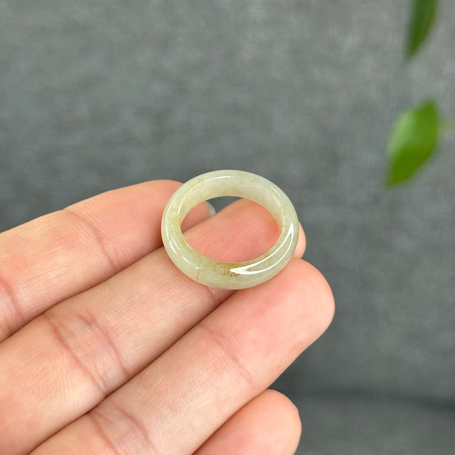 Natural Jadeite Jade Undertone Orange Semi Translucent Ring Size 1.76