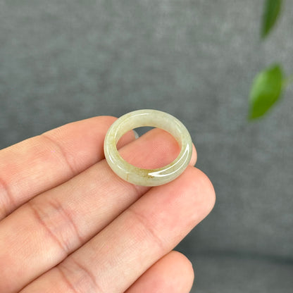 Natural Jadeite Jade Undertone Orange Semi Translucent Ring Size 1.76