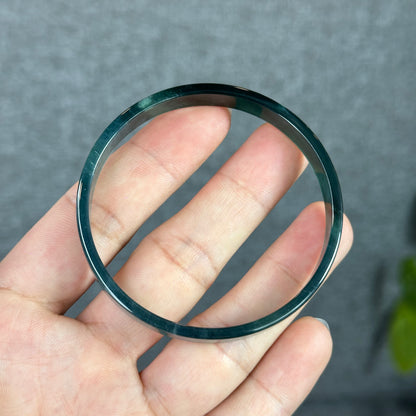 Water Blue Jadeite Jade Bangle Square Style Size 57.5 mm