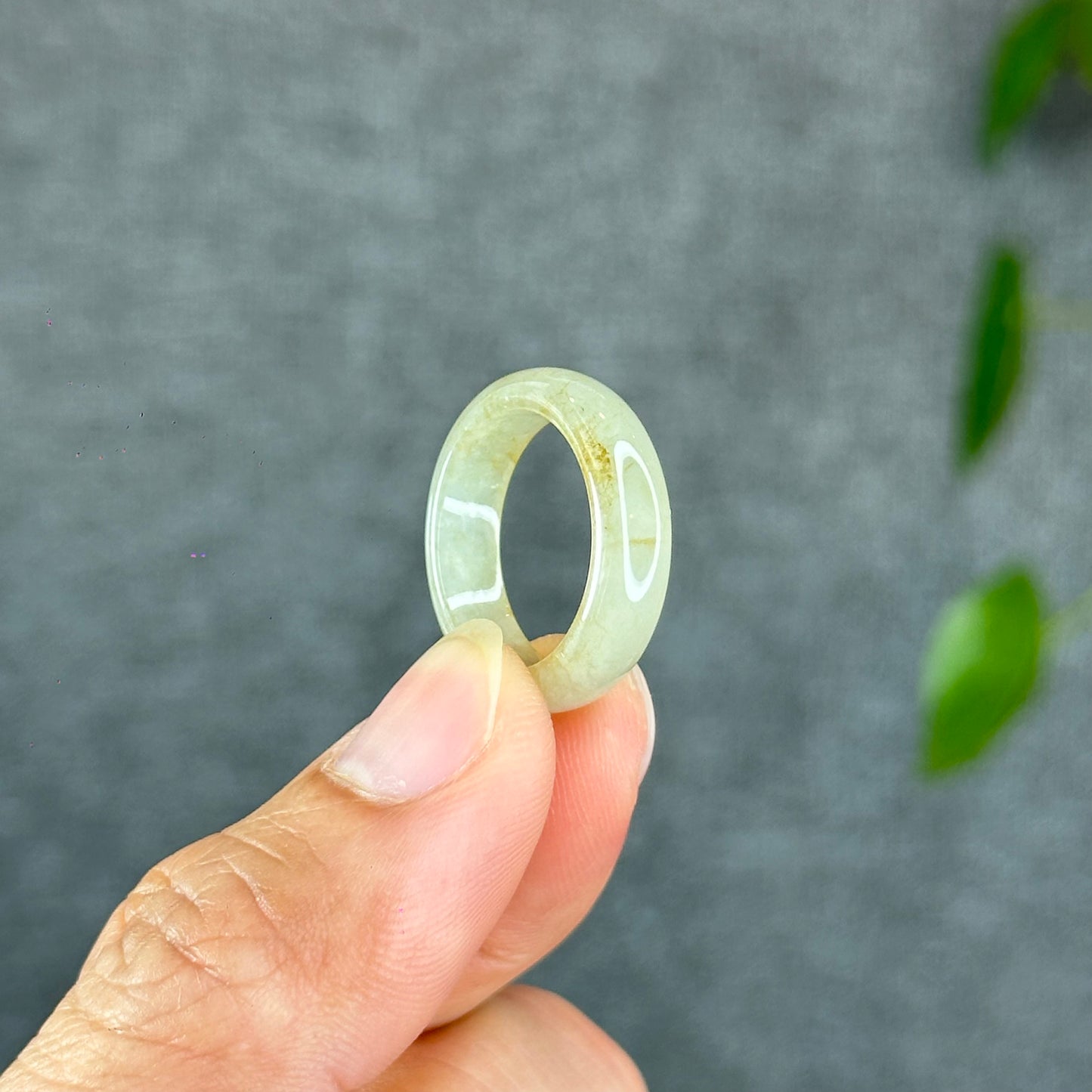 Natural Jadeite Jade Undertone Orange Semi Translucent Ring Size 1.76