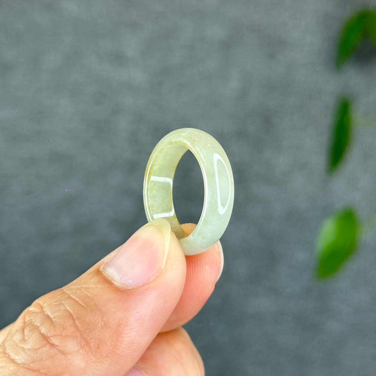 Natural Jadeite Jade Undertone Orange Semi Translucent Ring Size 1.76