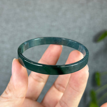 Water Blue Jadeite Jade Bangle Square Style Size 57.5 mm