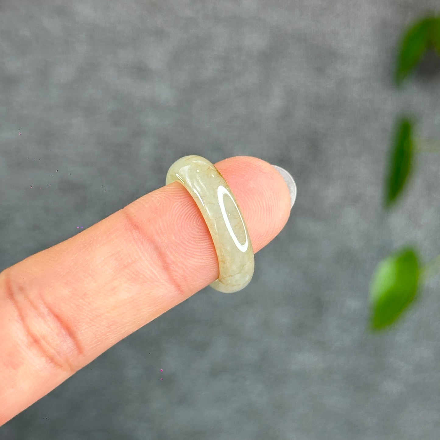 Natural Jadeite Jade Undertone Orange Semi Translucent Ring Size 1.76