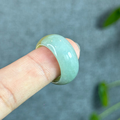 Orange and Light Blue Natural Jadeite Jade Ring Leaf Style Size 1.85