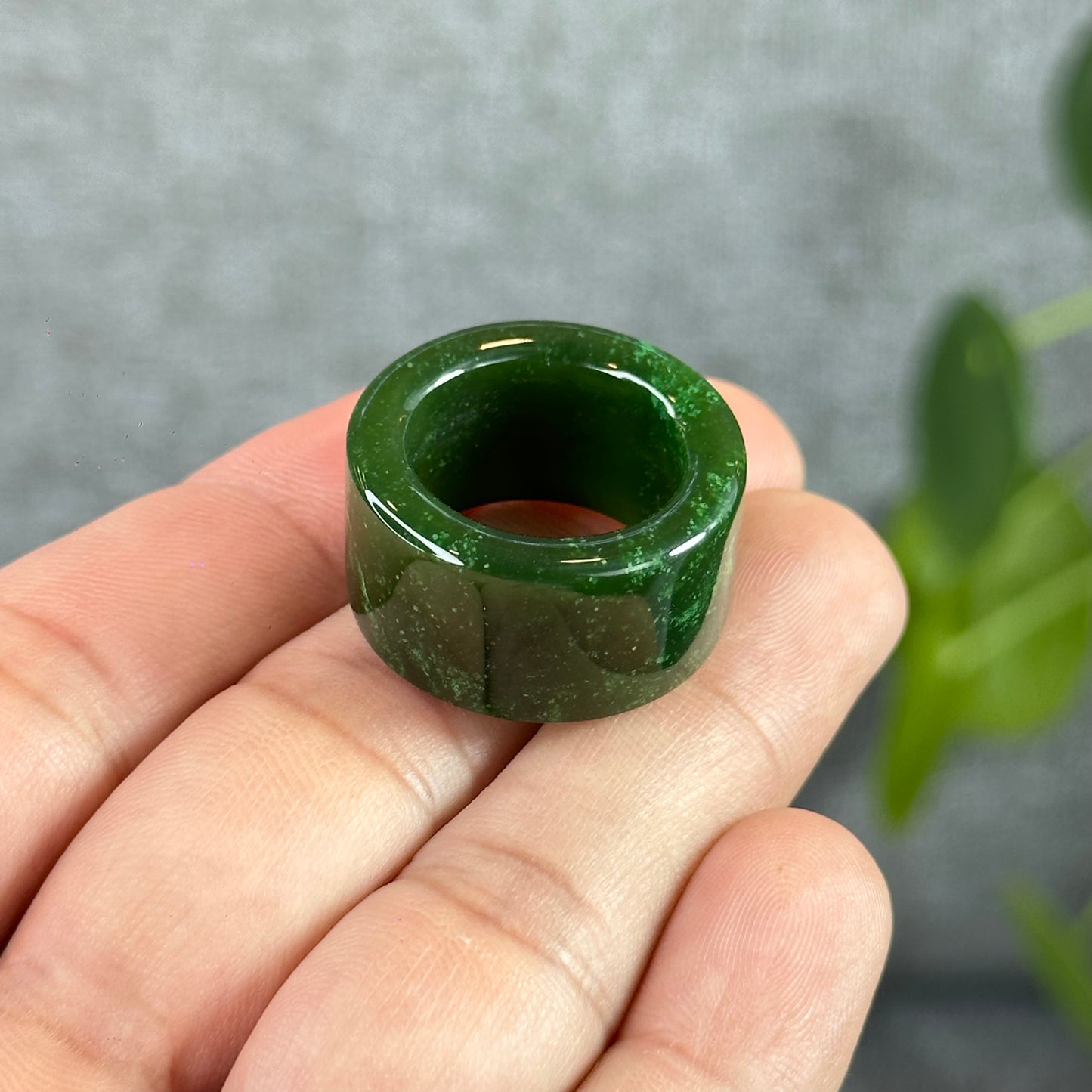 Nephrite Jade Ring Square Style Size 1.77