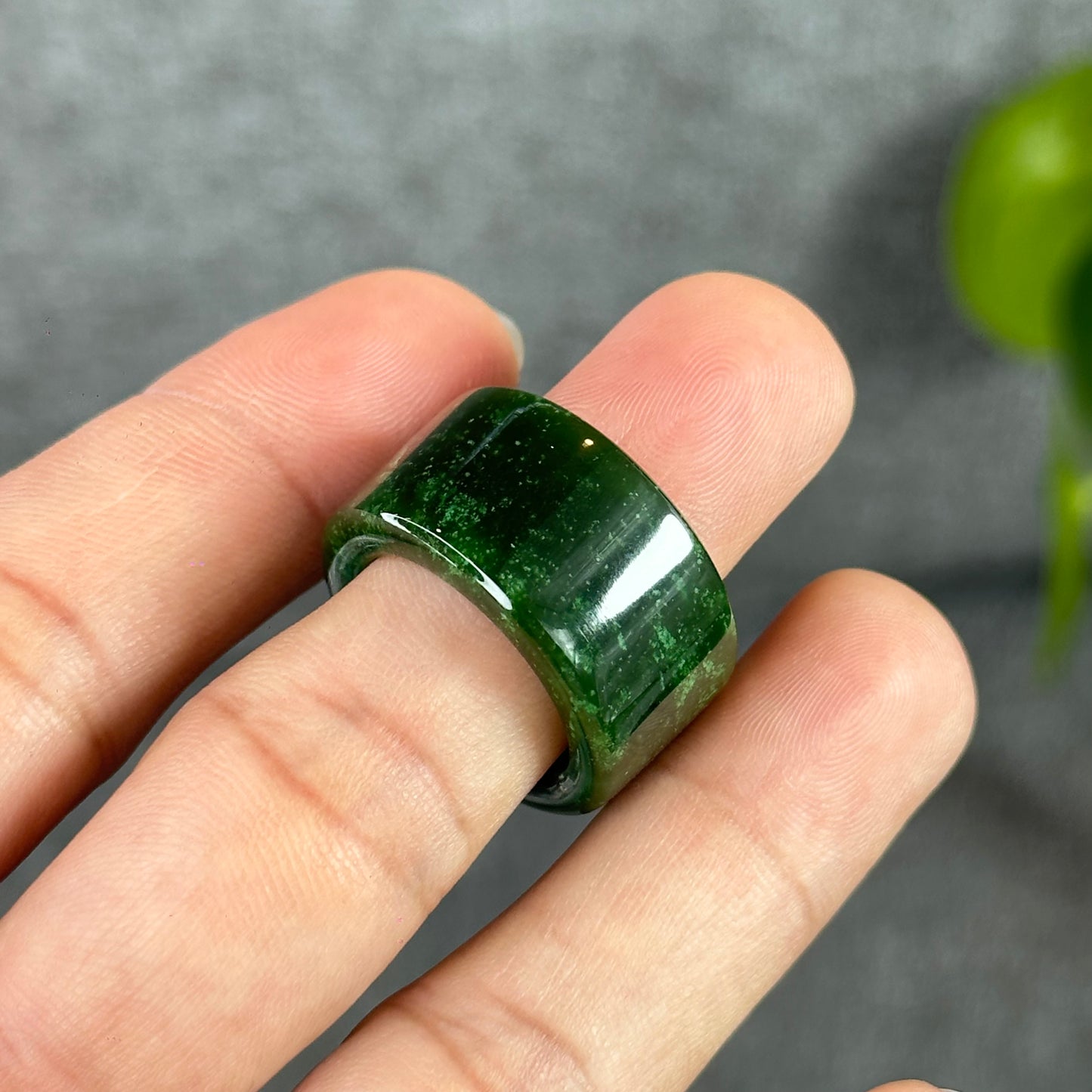 Nephrite Jade Ring Square Style Size 1.77