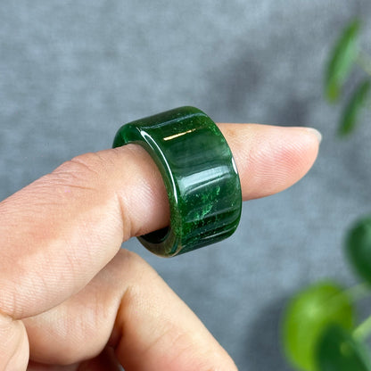 Nephrite Jade Ring Square Style Size 1.77