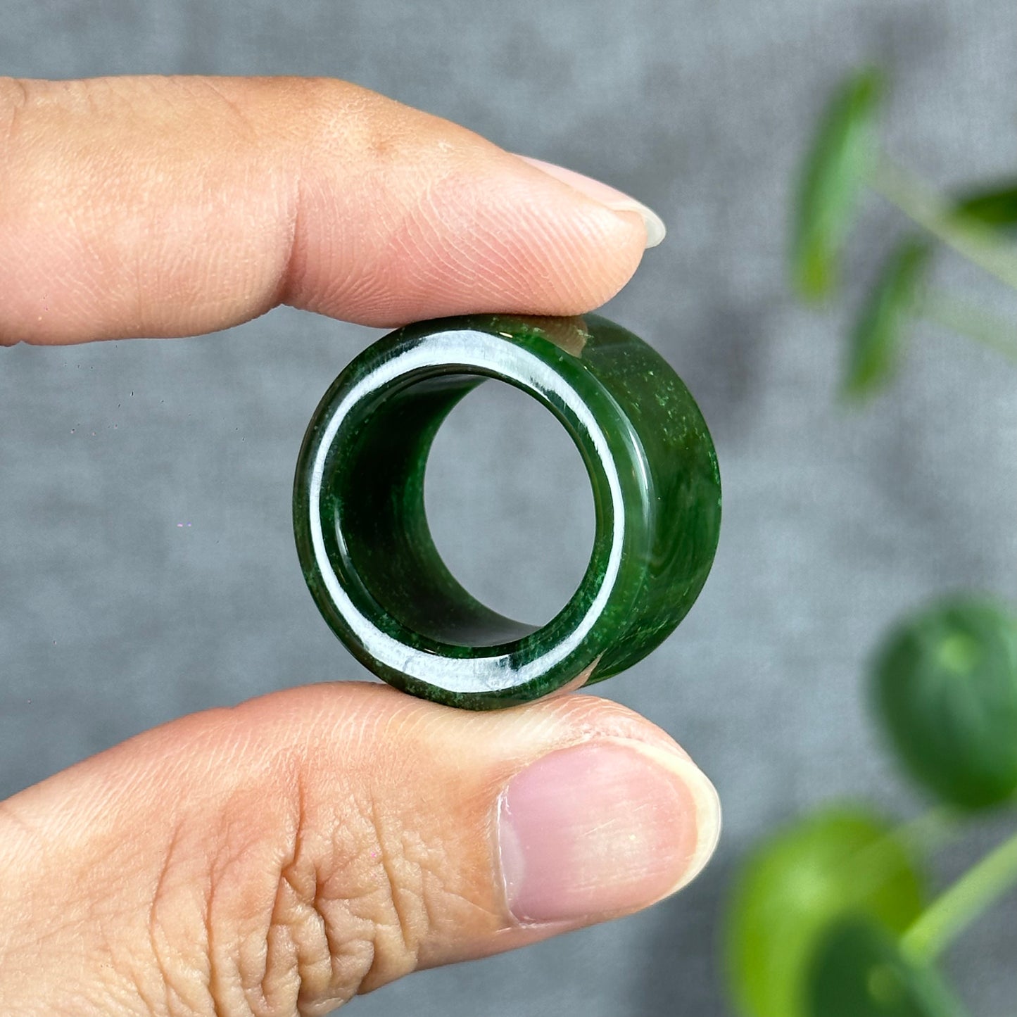 Nephrite Jade Ring Square Style Size 1.77