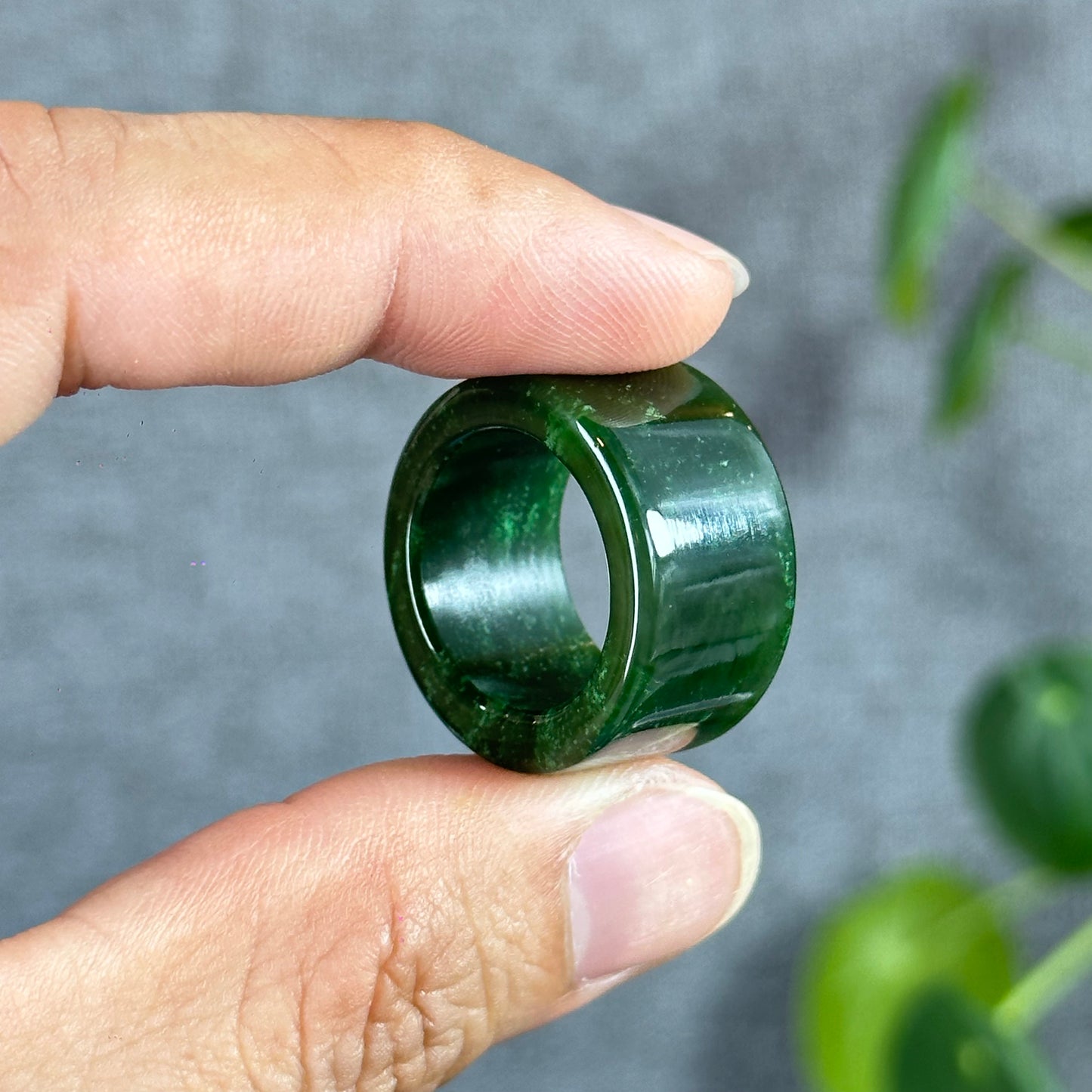 Nephrite Jade Ring Square Style Size 1.77