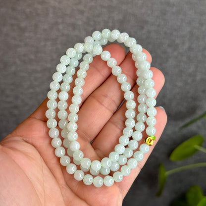 Light Green Jadeite Jade Triple Wrap Bracelet Size 6 mm