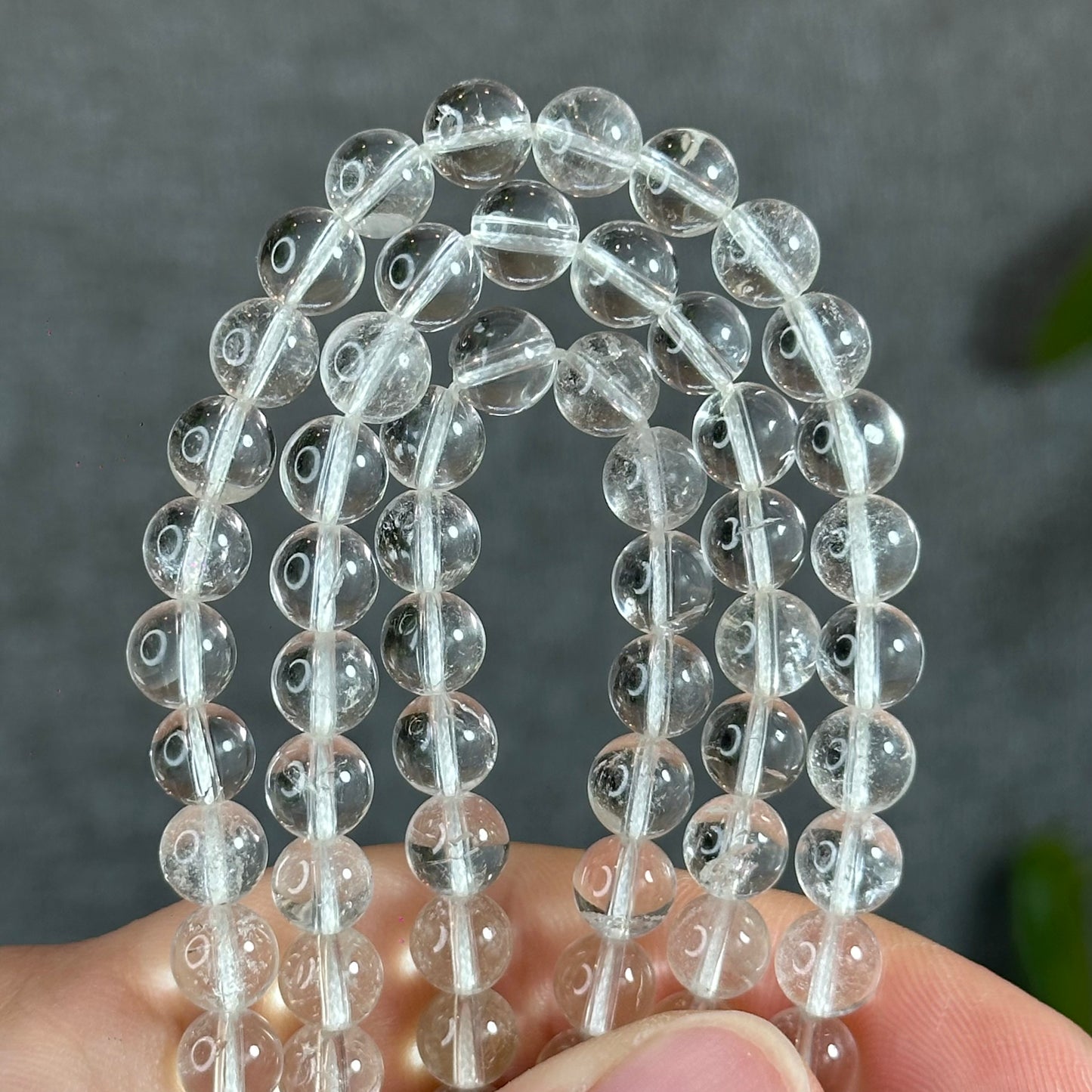 Clear Quartz VIP Translucent 108 Bead Triple Wrap Bracelet Size 6.5 mm