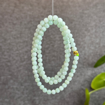 Natural Light Green Jadeite Jade Triple Wrap Bracelet Size 6 mm